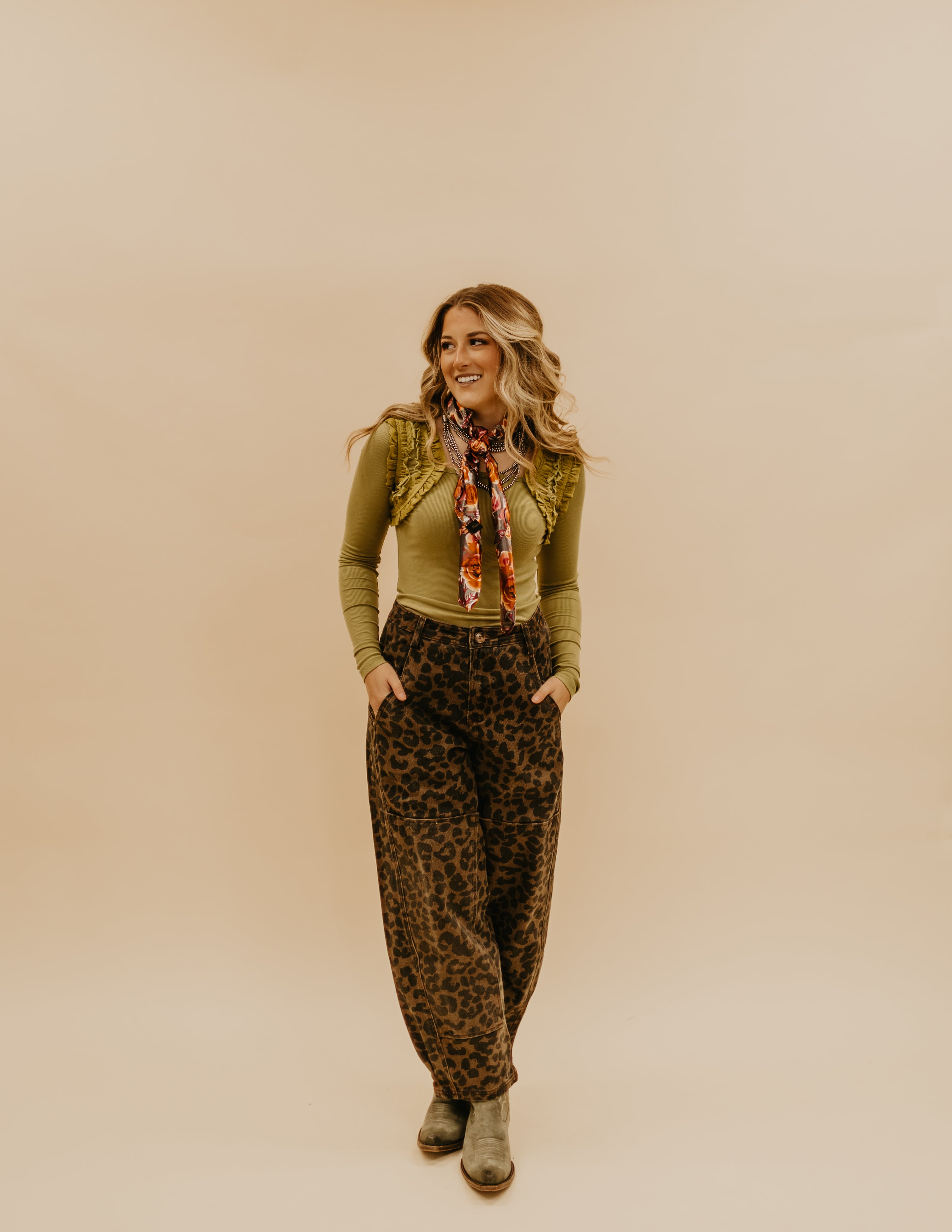 The Paloma Leopard Barrel Pant