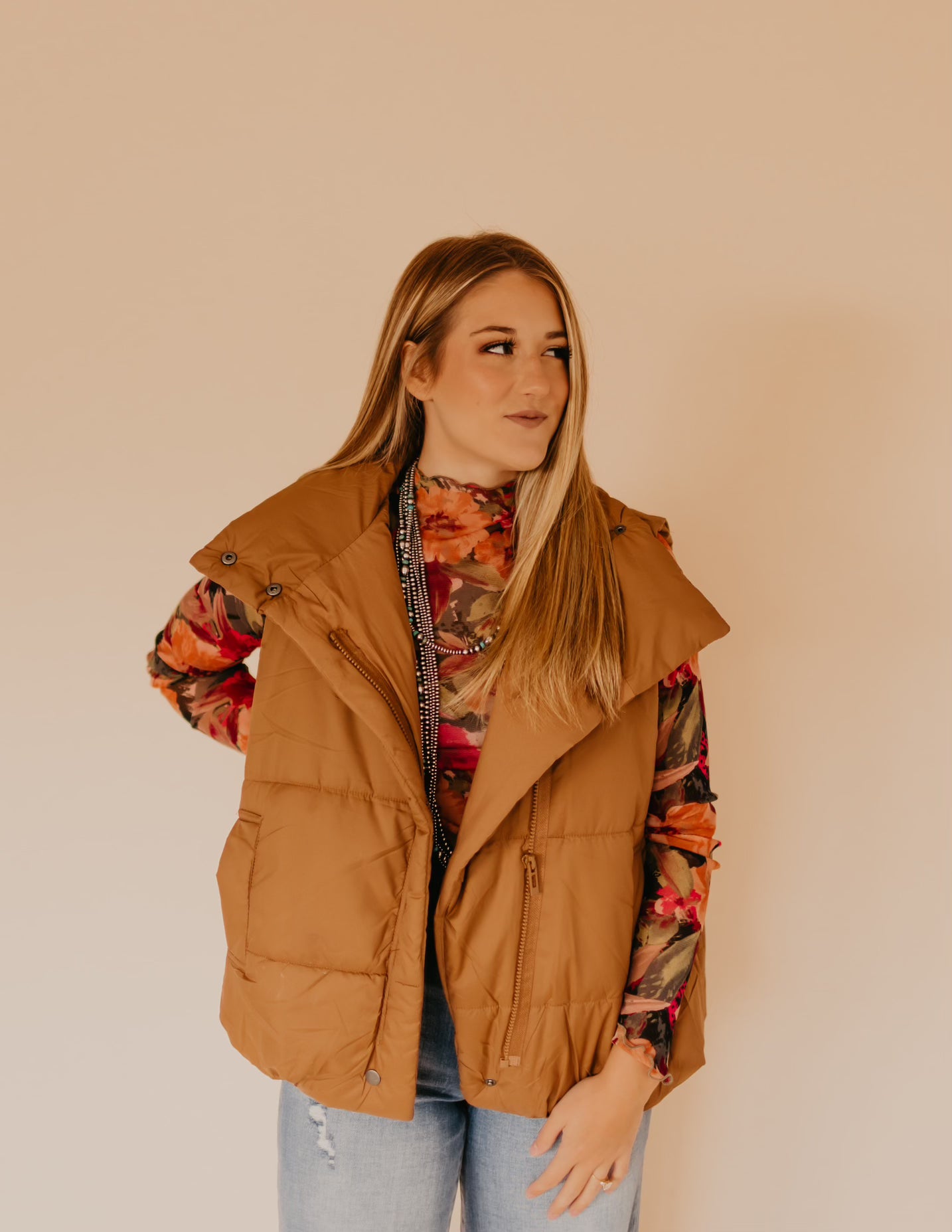 The Pelosa Vest in Camel