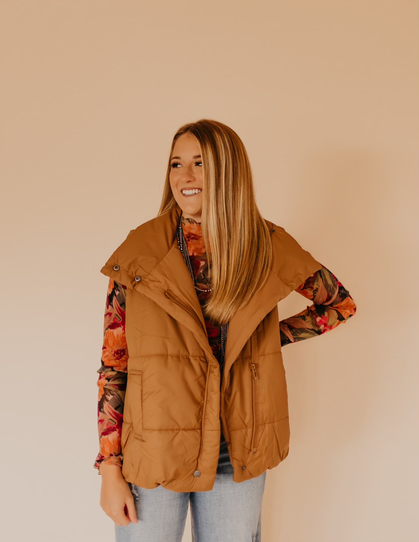 The Pelosa Vest in Camel