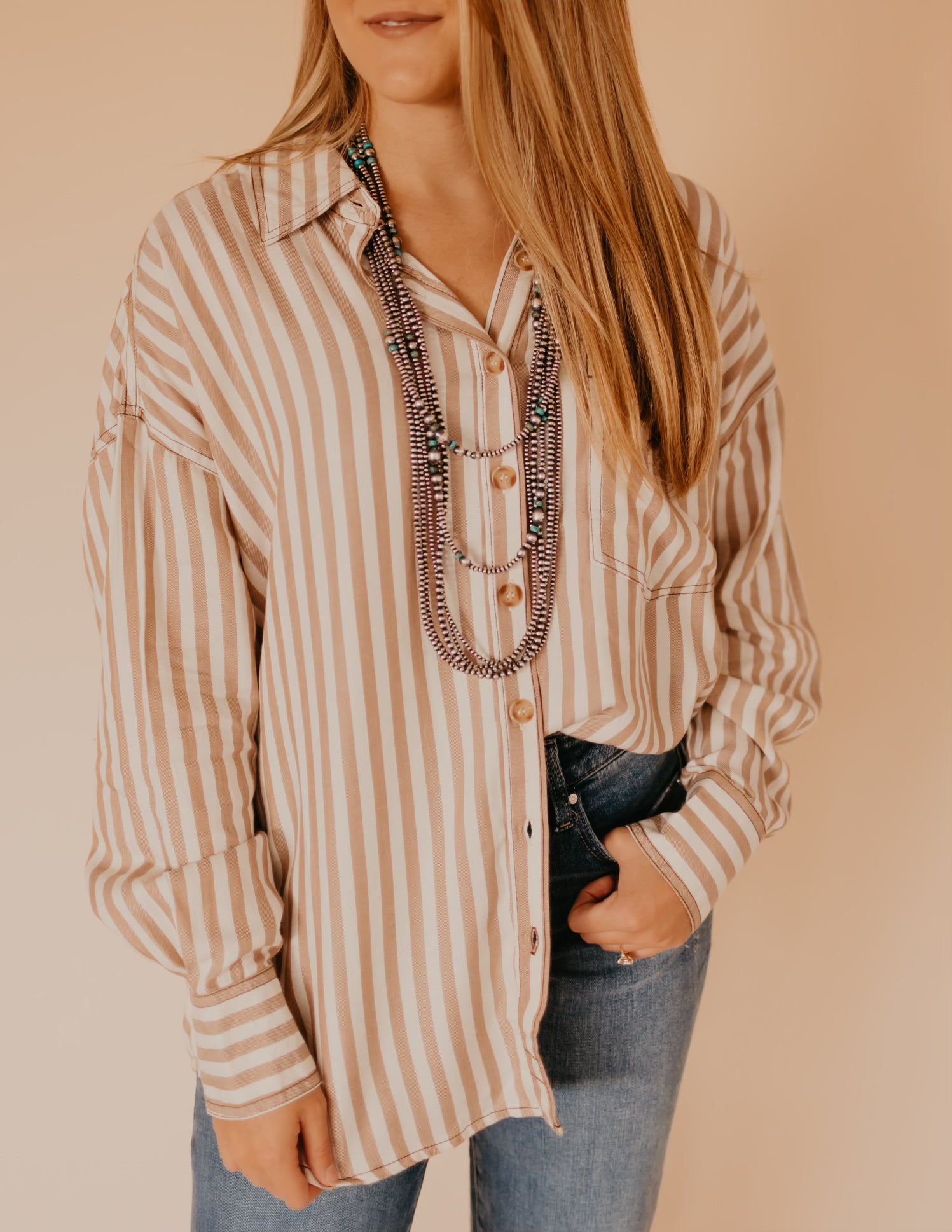 The Iverson Stripe Top - Tan