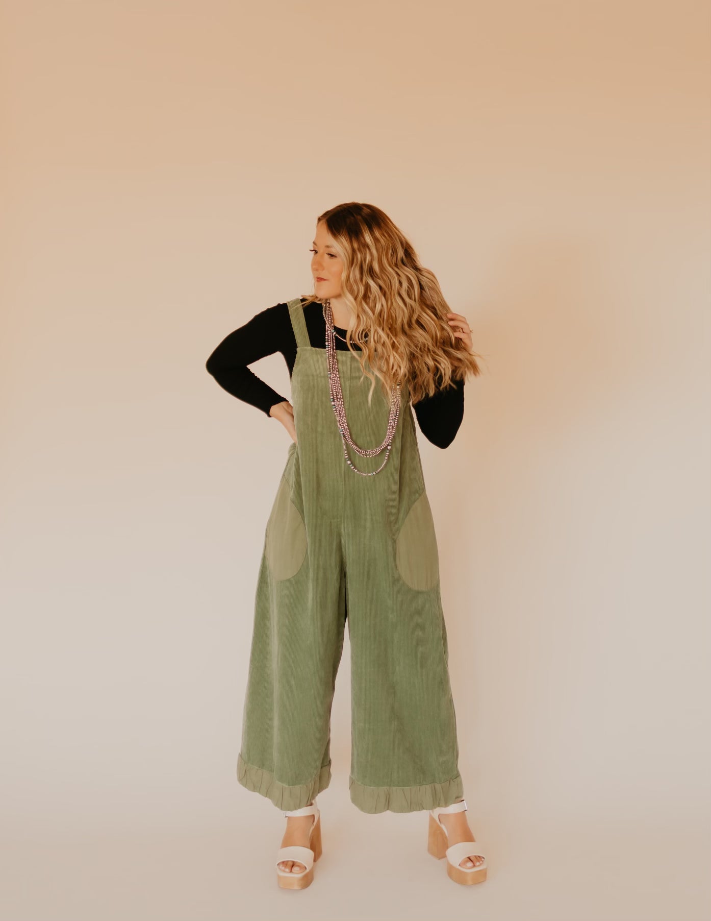 The Marci Corduroy Overalls - Green