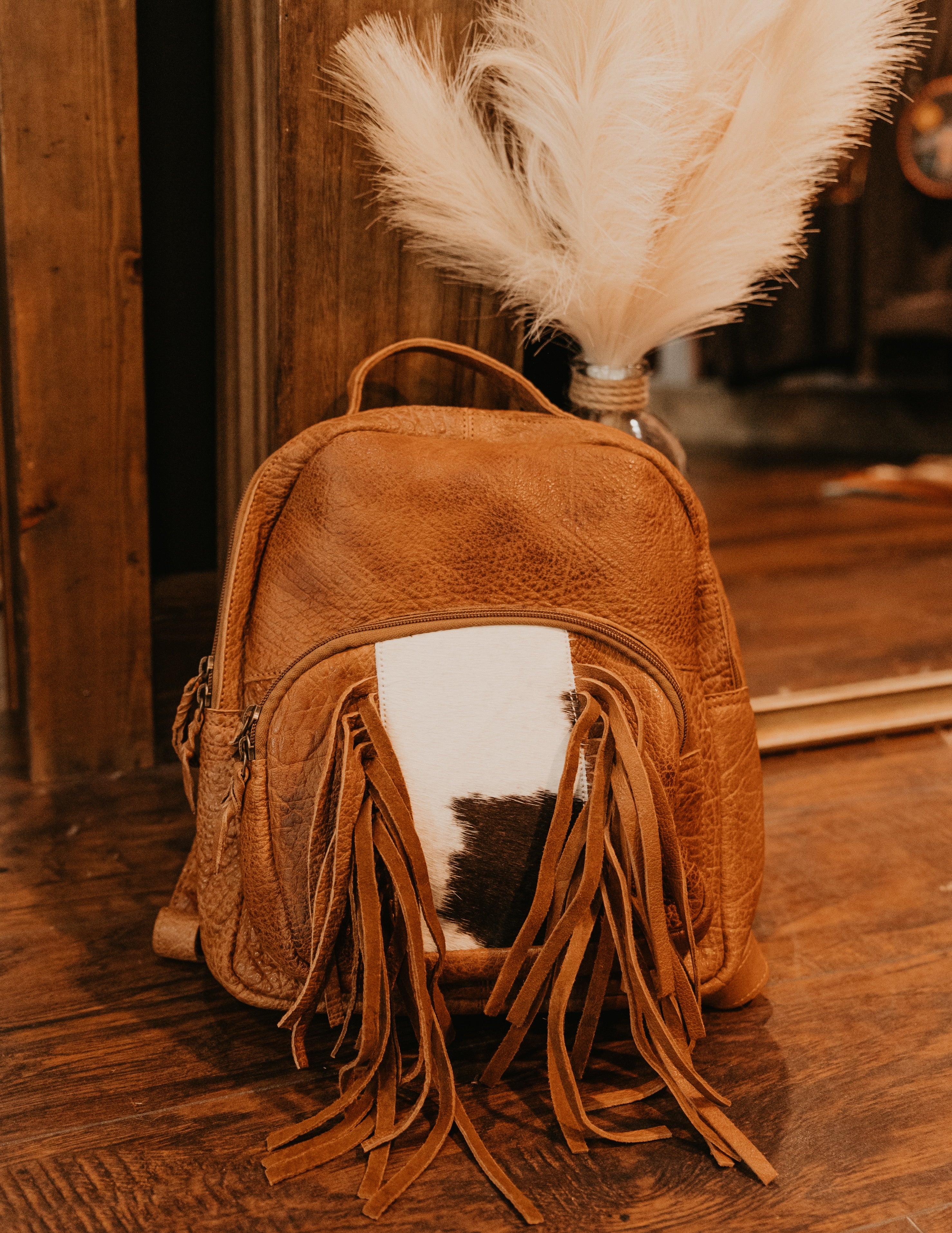 leather fringe backpack